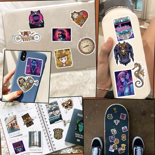 120 Pcs Steampunk and Cyberpunk Stickers for Water Bottles, Waterproof Vinyl Vintage Stickers for Scrapbook Laptops, Punk Decorative Decals for Boys Adults Teens