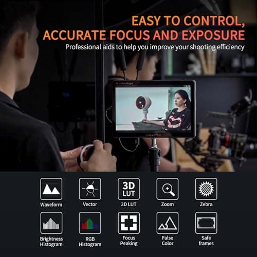 FEELWORLD LUT11H 10.1 Inch 2000nit Ultra Bright Camera Field DSLR Monitor with Touchscreen Waveform LUT F970 Install and Power Kit HDMI Input Output