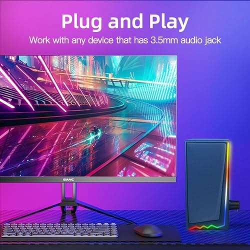 Computer Speakers with 3.5 mm Aux,Desktop Speakers with Various Colorful RGB Lights,Gaming Speakers with Volume Control,Computer Speakers for PC/Desktop Monitor/Laptop/Tablet Phone