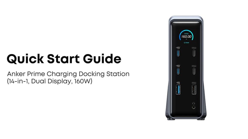Anker Prime Docking Station, 14-Port with 160W Max Output, 10Gbps Fast Data Transfer, Real-Time Smart Interface, Audio and Ethernet Ports, Dual 4K Displays for Dell, HP, Lenovo and More