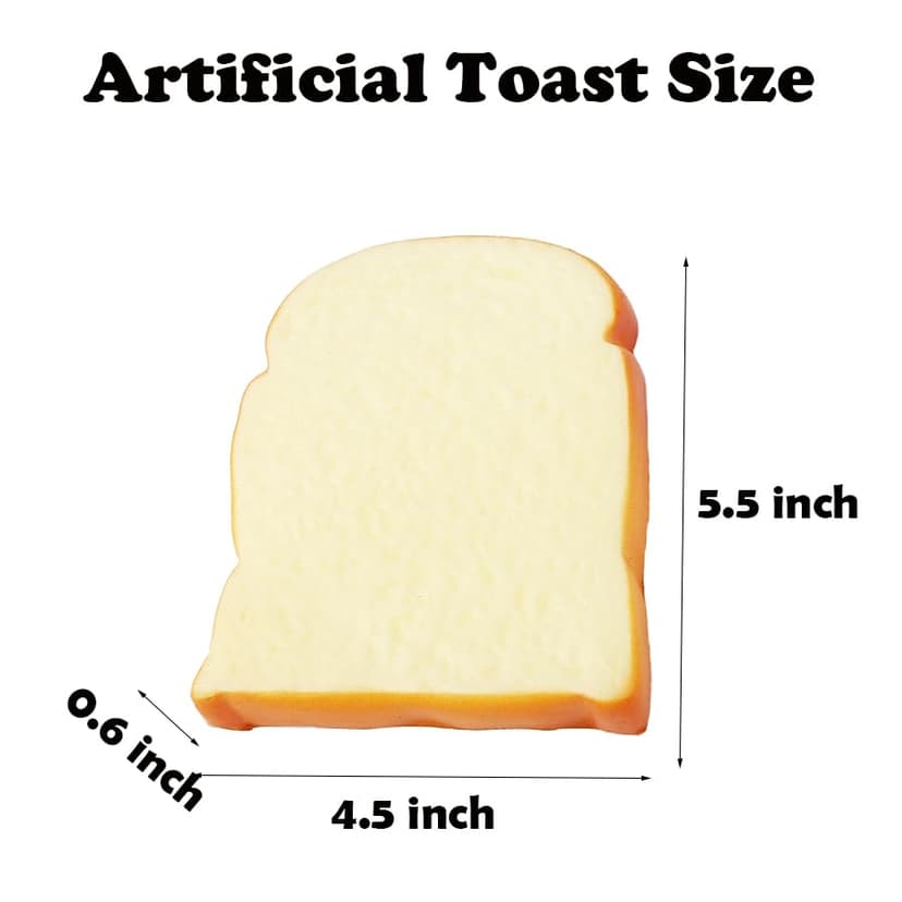 5 Pcs Simulation Artificial Bread Fake Bread Realistic Food Model for Kitchen Home Party Halloween Decoration (Toast)