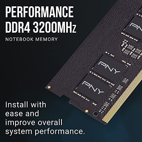 PNY Performance 16GB (2x8GB) DDR4 DRAM 3200MHz (PC4-25600) CL22 (Compatible with 2933MHz, 2666MHz, 2400MHz or 2133MHz) 1.2V Notebook/Laptop (SODIMM) Computer Memory Kit – MN16GK2D43200-TB
