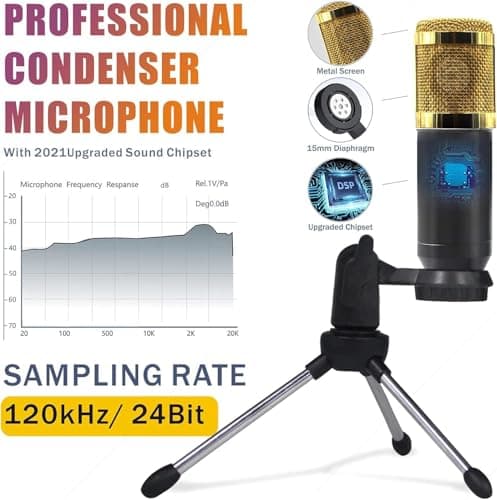 Podcast Equipment Bundle, SINWE Condenser Microphone with Tripod Stand and Professional Audio Mixer for Studio Recording Vocals, Voice Overs, Streaming Broadcast and YouTube Videos