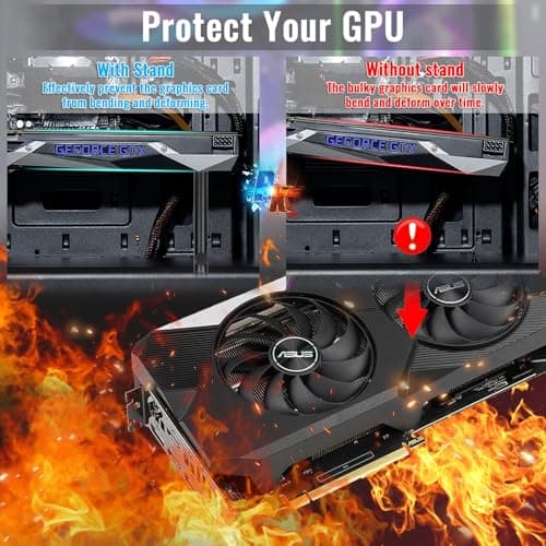 Tall GPU Support Bracket - Heavy Duty Adjustable GPU Anti Sag Holder & Support Stand for Graphics Card, 4.53"-8.27" Height Durable Black Metal PC Build Stabilizer, Large/Long GPU Sag Prevention