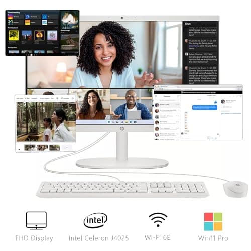 HP 21.5-inch All-in-One Desktop PC - w/Office 2024 Lifetime, Free CD/DVD Drive - FHD Display, Intel Celeron Processor, Wi-Fi 6, HDMI, HD Webcam, Windows 11 Pro(32GB RAM, 1TB SSD)