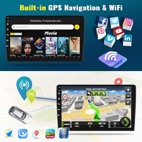 [8 Core 4G+64G] Android 13 Car Stereo for Dodge Ram 1500 2500 3500 2013-2019 with Wireless Apple Carplay Android Auto,9'' HD Touchscreen Dodge Ram Radio with WiFi,GPS/Bluetooth FM/RDS +Backup Camera