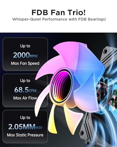 AsiaHorse COSMIQ 120mm PC RGB Fans Computer Case Fans, 5V 3-PIN Connector Daisy Chain PWM Cooling with Controller for Cases CPU Liquid Coolers (Black COSMIQ Forward, Black-3)