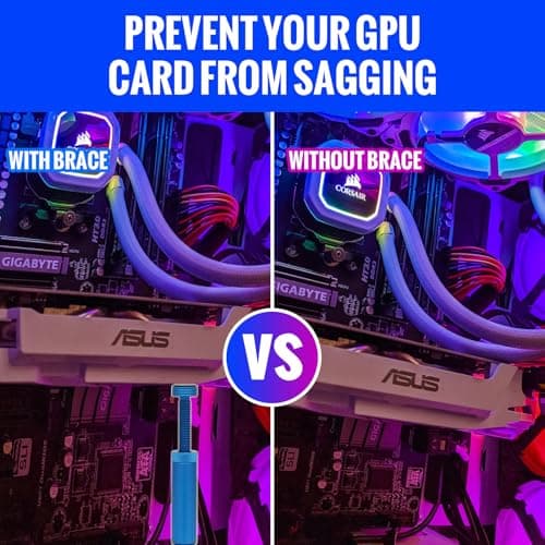 GPU Support Bracket, Graphics Video Card Brace with Height Adjustable, Anti Sag Holder for Universal Graphics Card Sag, GPU Stand with Magnet and Rubber Pad, Blue