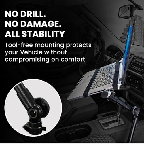 Mount-It! Car Laptop Mount | No-Drill Laptop Vehicle Mount for Truck & Van Use at Front Passenger Seat | Adjustable Height Fits 12-15.4 Inch Screens, 9 Lbs Capacity, Full Motion and Lockable Joints