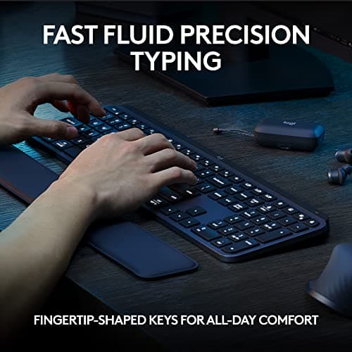 Logitech MX Keys S Wireless Keyboard, Low Profile, Fluid Precise Quiet Typing, Programmable Keys, Backlighting, Bluetooth, USB C Rechargeable, for Windows PC, Linux, Chrome, Mac - Graphite