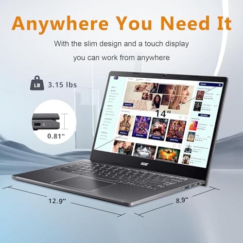 Acer Chromebook Plus 514 Laptop w/ Google AI (14" FHD Touchscreen, Intel 8-Core i3-N305, 8GB RAM, 640GB Storage, 2TB Cloud Storage) Business, Student, 11-Hr Long Battery Life, 1080p Webcam, Chrome OS