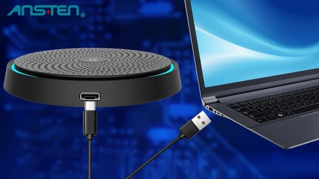 Conference USB Microphone, ANSTEN Omnidirectional Condenser PC Mic Pick Up Voice 10ft,Ideal for Video Conferencing Recording, Skype, Online Class, Court Report, Compatible with Mac OS X Windows