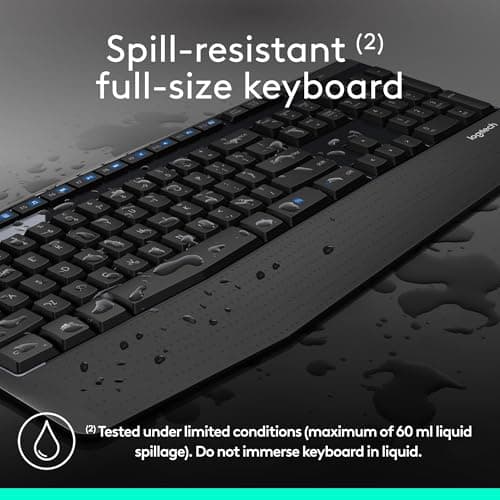 Logitech MK345 Wireless Keyboard and Mouse Combo with Palm Rest, 2.4 GHz USB Receiver, Compatible with PC, Laptop, Black
