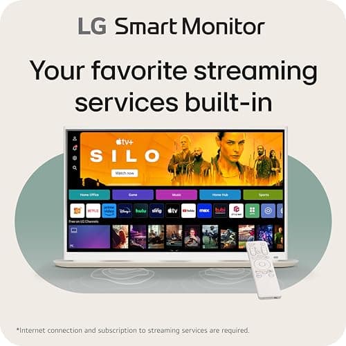 LG 32SR70U-W 32-Inch 4K UHD Smart Monitor with IPS Display webOS 23 USB Type-C Speakers x2 HDR 10 AirPlay 2 Screen Share Bluetooth Remote - White