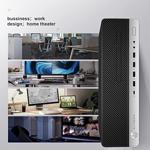 HP Elitedesk 800 G3 SFF Desktop PC - Intel i7-6700,32GB DDR4,1TB NVMe SSD + 2TB HDD, AX200 Wi-Fi 6,Dual 24-Inch Monitors, Wireless Keyboard and Mouse,Win 10 Pro (Renewed), Black/Silver