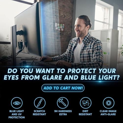 [2 Pack] 24 inch Removable Anti-Glare Blue Light Screen Protector for 16:9 Computer Monitor Display– Anti-Glare, Anti-Scratch, PC Anti-UV Eye Protection Filter Film