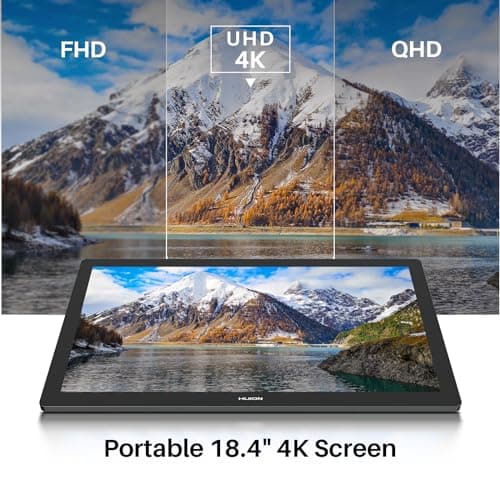 HUION KAMVAS Pro 19 4K UHD Drawing Tablet with Touch Screen, 96% Adobe RGB Drawing Monitor with 1.07 Billion Colors, PenTech 4.0 Stylus PW600, 16384 Pen Pressure, Slim Pen, Keydial Mini, 18.4inch