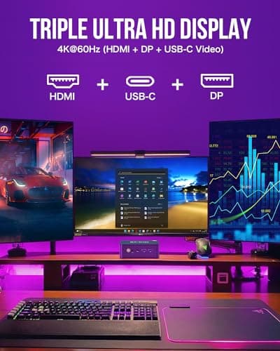 GMKtec M5 Plus Gaming Mini PC Ryzen 7 5825U (Upgraded 7430U/ 5700U), 32GB RAM 1TB SSD Dual NIC LAN 2.5GbE Desktop Computers Office Home, Triple 4K Display, WiFi 6E, USB3.2, USB-C, BT 5.2, DP, HDMI 2.0