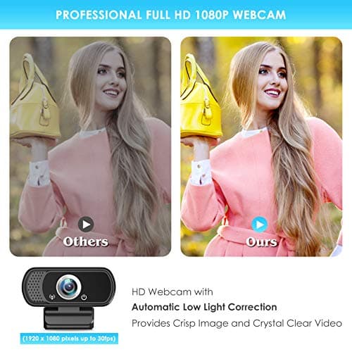 Full HD 1080P Webcam with Privacy Shutter and Tripod, Pro Streaming Web Camera with Microphone, Widescreen USB Computer Camera for Laptop Desktop
