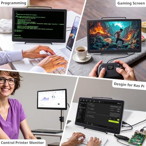 ELECROW 10.1 Inch Portable Monitor - IPS Capacitive Monitor with HD VGA Port，1920x1080P LCD Display Built-in Dual Speakers VESA Mount for Raspberry Pi 5/4/3, PS Xbox, Windows 11/10/8/7