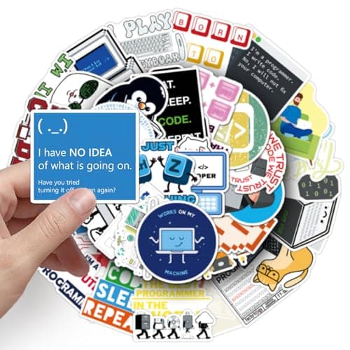 50Pcs Programmer Stickers Funny Programming Coding Vinyl Decals for Laptop Water Bottles Journals Developers IT Students Tech Lovers Computer Desks and Software Engineers
