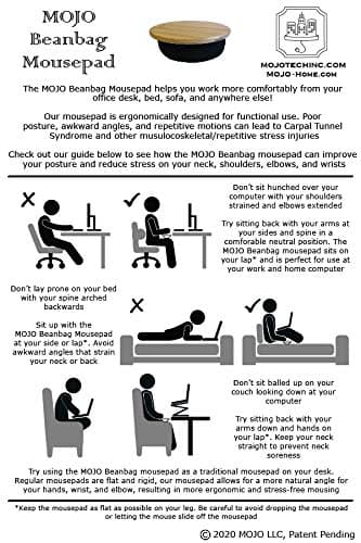 MOJO Beanbag Ergonomic Mousepad - Comfortable Mouse Pad for Sofa, Bed, Lap, Couch, and Anywhere Else (Bamboo Wood)