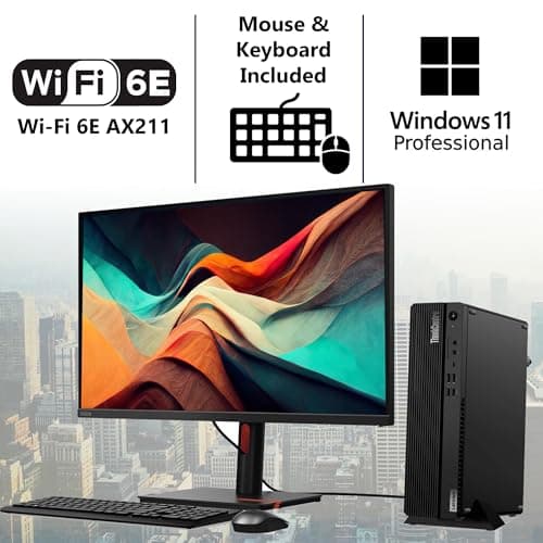 Lenovo ThinkCentre M70s Gen 5 SFF Intel i7-14700, 16GB DDR5 RAM, 512GB SSD, Wi-FI 6E + BT, RJ-45, HDMI, DP, Wired KB & Mouse, Windows 11 Pro, Business Desktop - Black
