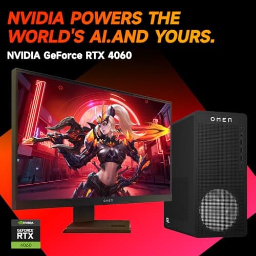 HP OMEN 16L i7 RTX 4060 Gaming Desktop, Intel i7-14700F(Beats i9-12900F), NVIDIA RTX 4060, 32GB DDR5 RAM, 2TB SSD, DP, RJ-45, Wi-Fi 6, Bundle with Machenike K500B-B87 Gaming Keyboard