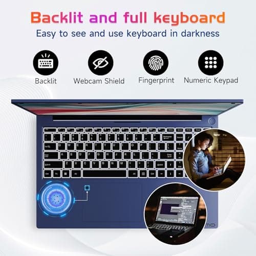 NIMO 17.3" IPS FHD-Laptop, Intel 6 Cores i3-1215U 16GB RAM 1TB SSD (Beat Ryzen 5 7520U, Up to 4.4GHz) Computer with 65W GaN Type C Backlit Keyboard Fingerprint, for Home Student and Business Blue