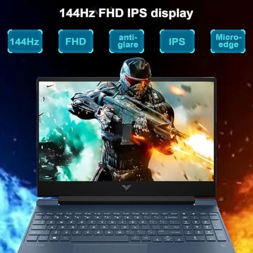 HP Victus 15.6 i5 Gaming Laptop, 15.6" FHD 1920*1080 144Hz, Intel Core i5-12450H, NVIDIA GeForce RTX 3050, 32GB RAM, 1TB SSD, Backlit KB, Touchpad, SD Card Reader, Webcam, HDMI, Wi-Fi 6, W11 H, Blue