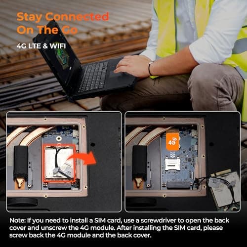 MUNBYN 15.6" Rugged Laptop Windows 11 Pro, Intel i5-1135G7, 16GB+512GB, Heavy Duty Laptop, Wi-Fi 6, 4G LTE Rugged Laptop Computer, 700Nit Outdoor Laptop, 6300+1750mAh Dual Battery, 2Y Protection(New)