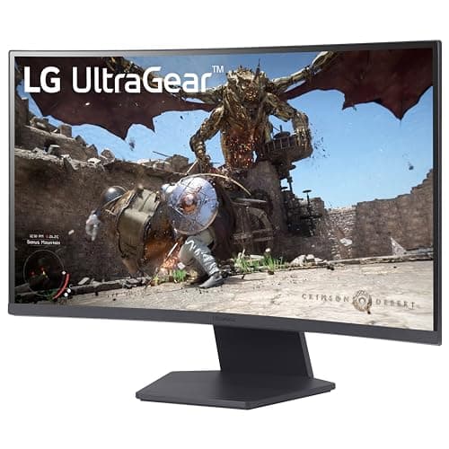 LG 27GS60QC-B Ultragear Curved Gaming Monitor 27-Inch QHD (2560x1440) 180Hz 1ms 1000R AMD FreeSync HDR10 HDMIx2 DisplayPort Borderless Design Black Stabilizer DAS Crosshair FPS Counter - Black