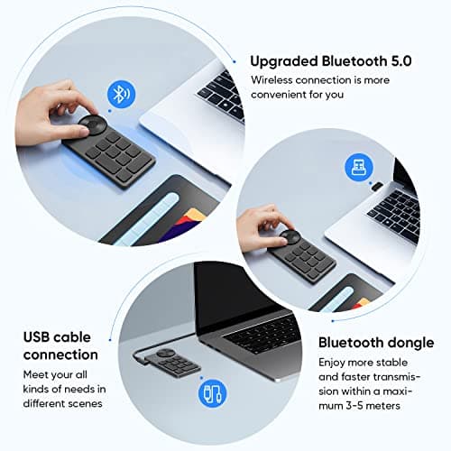 XPPen Mini Keydial ACK05 Wireless Shortcut Keyboard Bluetooth Programmable Express Remote Control with Dial & Customized Express Keys for Drawing Tablet PC MacBook Windows Images Video Editing