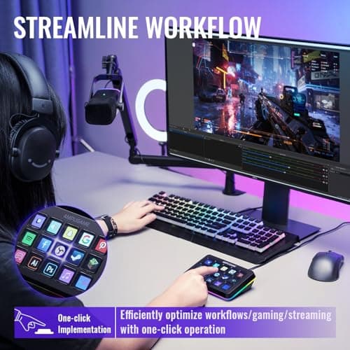 Fifine AmpliGame Stream Controller with 15 Macro Keys, Streaming Keyboard with Trigger Actions in OBS/Twitch/YouTube/Streamlabs, Shortcut Buttons Keypad Works with Mac and PC-D6