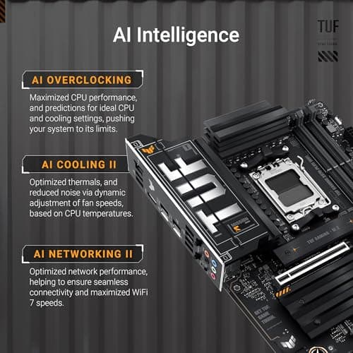 ASUS TUF Gaming X870-PLUS WiFi AMD AM5 X870 ATX Motherboard, 16+2+1, 80A SPS Power Stages, DDR5, PCIe 5.0 Ready, Four M.2 Slots, Wi-Fi 7, 2.5Gb LAN, HDMI, USB4® 40Gbps, SATA 6 Gbps, USB 20Gbps Type-C