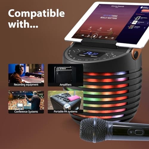 Singing Machine Portable Wireless Microphone (Black) - Premium Unidirectional UHF Wireless Mic for Singing, Speeches & Events - Cordless Mic Compatible with Karaoke Machines, PA Systems & More