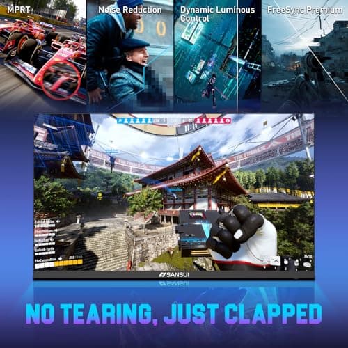 SANSUI 24.5 Inch 300hz 240hz Gaming Monitor, 1080P 1ms FPS PC Monitor Gaming, HDR, FreeSync, DisplayPort x2 HDMI x2, Fast IPS, 120% sRGB, Audio Jack, VESA Support, Desktop Compatible(ES-G25X1 PRO)