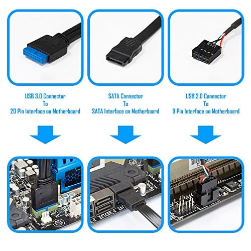 Kingwin Powered USB Hub 3.0 w/ 1 USB-C Port, SD Card Reader & Micro SD Card Reader - Sata Power Port w/Lightning Speed Data Transfer Up to 5Gbps - 5.25" Computer Case Front Bay, black (KW525-3U3CR)