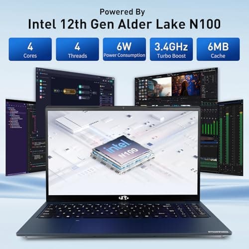 NIMO 15.6 IPS-FHD-Laptop, Intel Pentium 4 Cores N100 8GB RAM 256GB SSD Backlit Keyboard Fingerprint (Beat to i3-1115G4 Up to 3.4GHz) Computer for Student-Home WiFi 6 BT5.2 Win 11