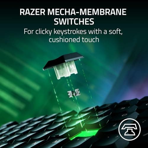 Razer Ornata V3 TKL Gaming Keyboard: Low Profile Keys - Mecha Membrane Switches - UV Coated Keycaps - Backlit Media Keys - 8 Zone RGB Lighting - Spill Resistant - Magnetic Wrist Wrest Snap Tap