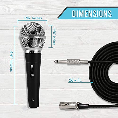 Pyle 3 Piece Professional Dynamic Microphone Kit Cardioid Unidirectional Vocal Handheld MIC with Hard Carry Case & Bag, Holder/Clip & 26ft XLR Audio Cable to 1/4'' Audio Connection (PDMICKT34),Black