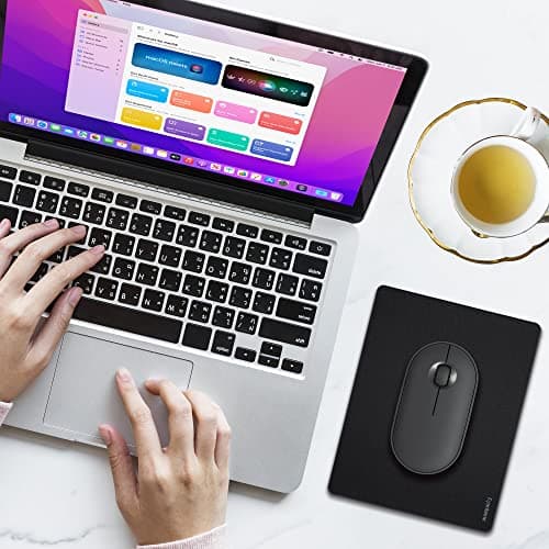 Mini Mouse Pad Small Size 2 Pack, Portable Mouse Pad for Laptop Waterproof, Cute Travel Mousepad Black with Non Slip Rubber Base for Wireless Mouse - 5.5 x 7 Inch