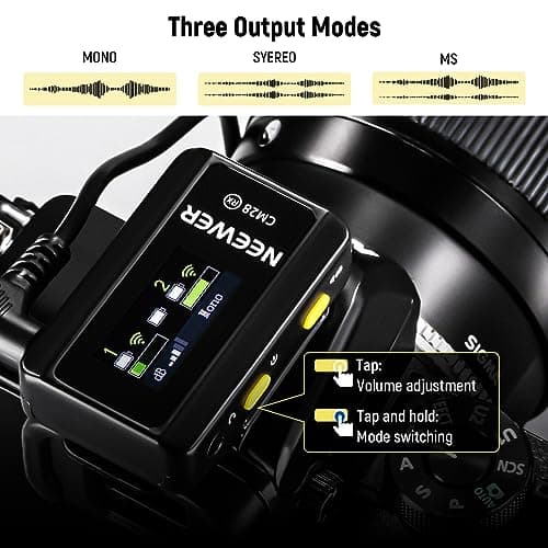 NEEWER CM28 Wireless Lavalier Microphone System with Charging Case Noise Canceling 4GB Storage 9Hrs Recording 48KHz 16 Bit Uncompressed Audio Lapel Mic Compatible with iPhone iPad Android PC Camera