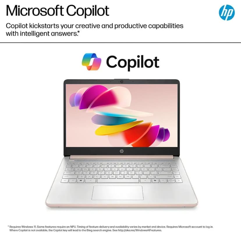 HP Business Student Laptop Computer - Windows 11 Pro & Microsoft Office Lifetime | 14 inch HD | AI-Powered, Long Batter Hr N-Serious Laptop| 16GB RAM, 128GB UFS, 256GB Extend Micro SD | Rose Gold