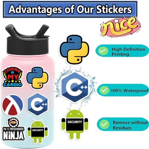 100 PCS Programming Stickers for Developers, Coders, Programmers, Hackers, and Engineers | Laptop Decals for Tech Enthusiasts