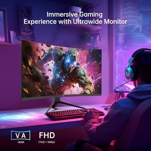 32 Inch FHD 1080p Curved Gaming Monitor - VA 1500R Curved Monitor, 165Hz 1ms MPRT, FreeSync & G-Sync, 122% sRGB, DP/HDMI, VESA, HDR10 for Gaming Home Office Business PC Monitor