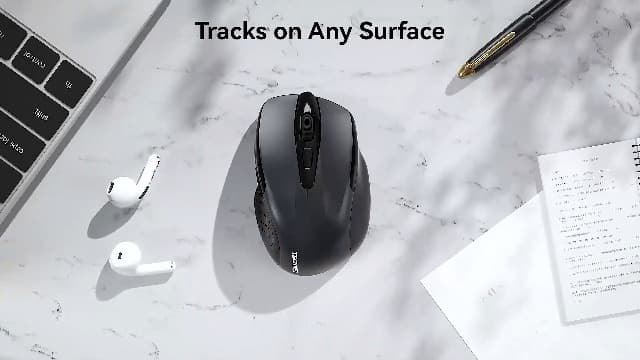 TECKNET Wireless Mouse Rechargeable, 2.4G USB-A Silent Mouse, Quiet Click, 6 Adjustable 4800 DPI, Cordless Computer Mice, Ergonomic Mice for Laptop, 6 Buttons for Chromebook, Ergo Grip - Black