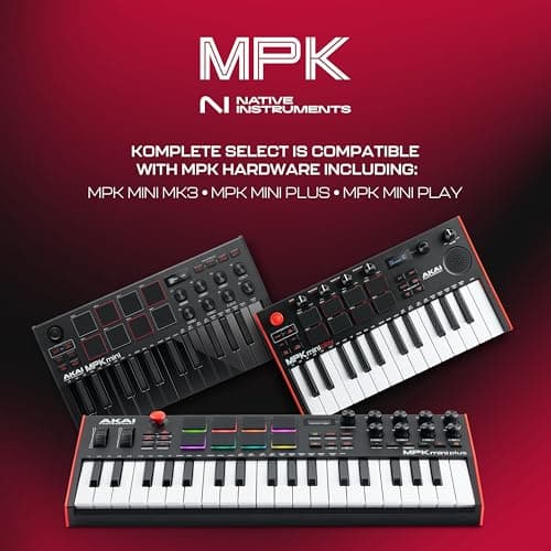 Akai Professional MPK Mini MK3 - 25 Key USB MIDI Keyboard Controller With 8 Backlit Drum Pads, 8 Knobs, Music Production Software and Native Instruments Sound Package (NKS Integration), Black
