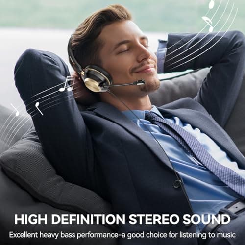 Headset with Mic, USB Headset with Microphone, Computer Headset with Noise Cancelling Microphone for Laptop PC, Mute in-line Controls