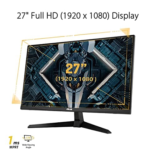 ASUS TUF Gaming 27" 1080P Monitor - Full HD, 165Hz (Supports 144Hz), 1ms, Extreme Low Motion Blur, FreeSync Premium, Shadow Boost, Eye Care, HDMI, DisplayPort, Tilt Adjustable - VG277Q1A,Black